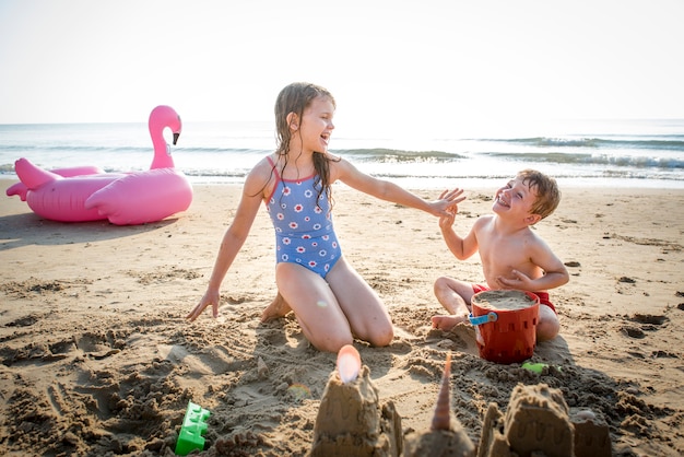 Kids playing at the beach