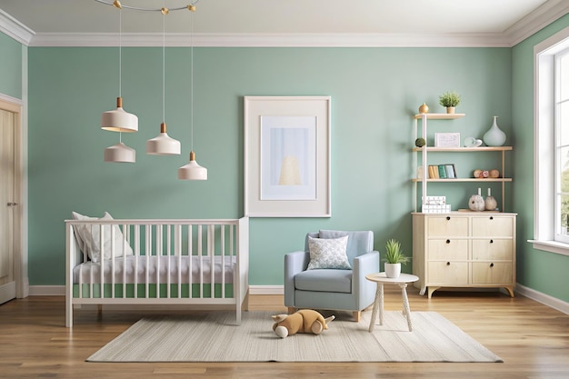 Kids room blank frame mockup