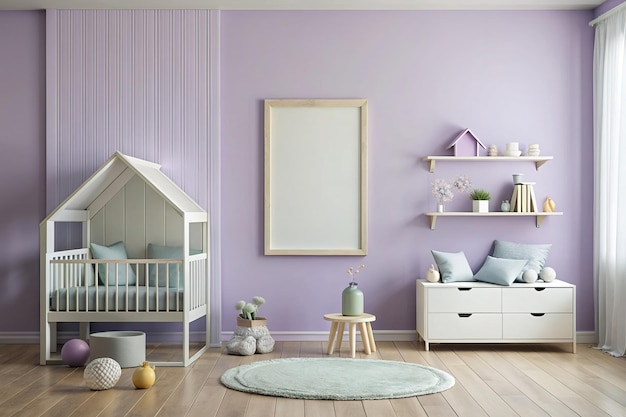 Kids room blank frame mockup