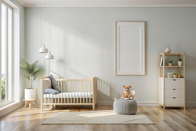 Kids room blank frame mockup