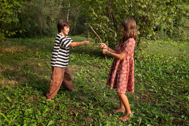 Photo kids in rural retreats having fun