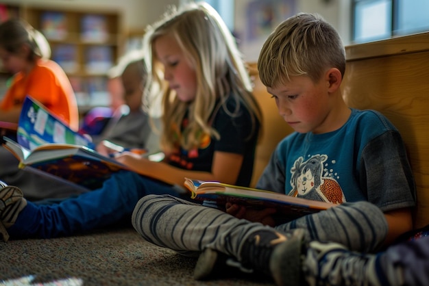 kids in school reading