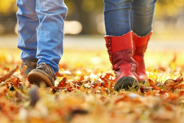 Kids walking in park closeup