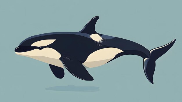 Photo killer whale illustration flat illustration of a orca on solid background