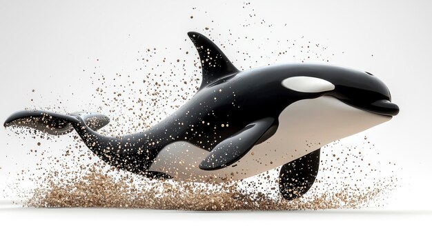 Photo killer whale leaping out of water with splash