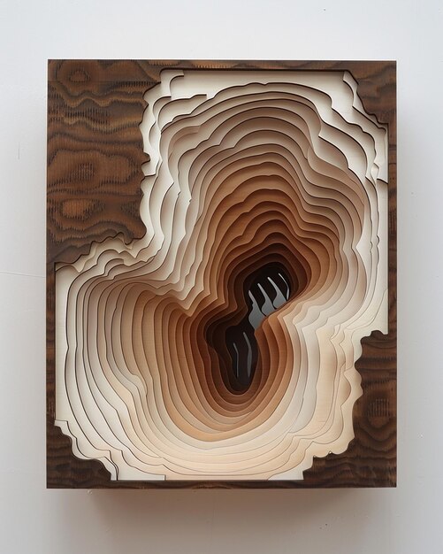 Photo kinetic art with flat wood lasercut multilayers