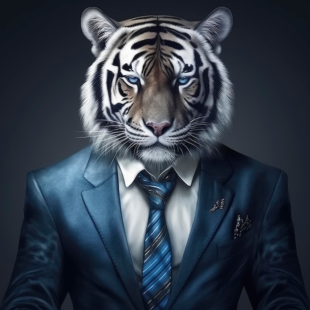 The King of the Boardroom A Tiger in Business Attire Generative AI