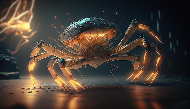 King crab lighting wallpaper image Ai generated art