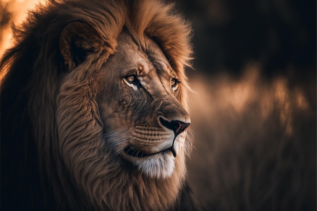 The King of the Jungle - A Close-up Portrait of a Lion