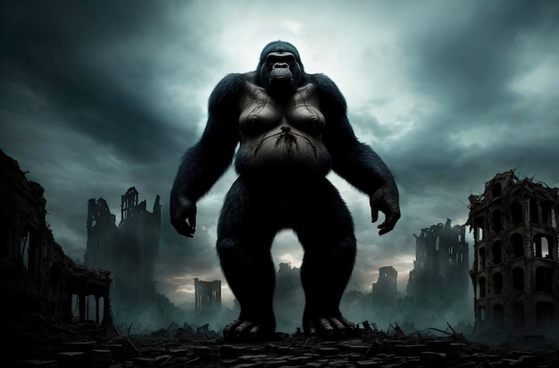 King Kong Frightening giant monkey Generative AI