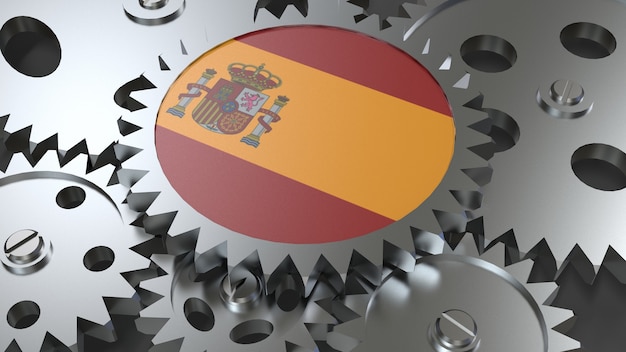 Kingdom of Spain flag with gears