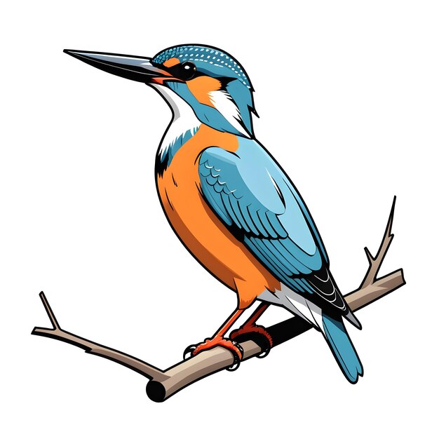 Photo kingfisher bird sitting on a branch vector illustration of a bird