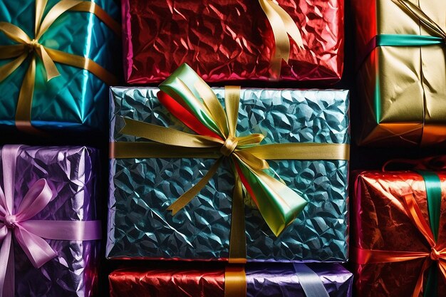 Photo kino xl christmas gifts wrapped in metallic embossed