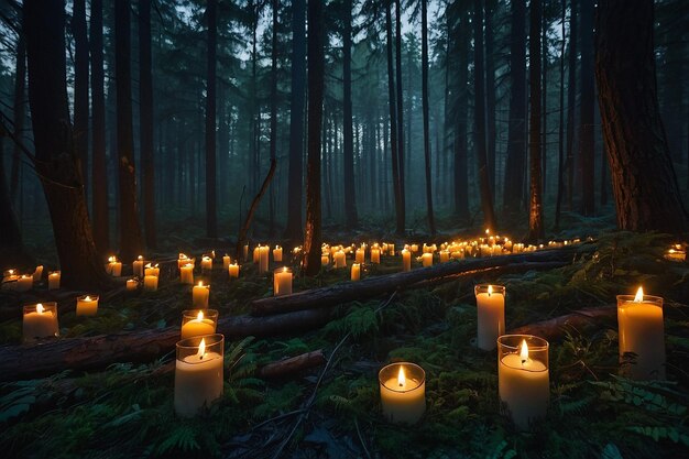 Photo kino xl eerie forest clearing with floating candles