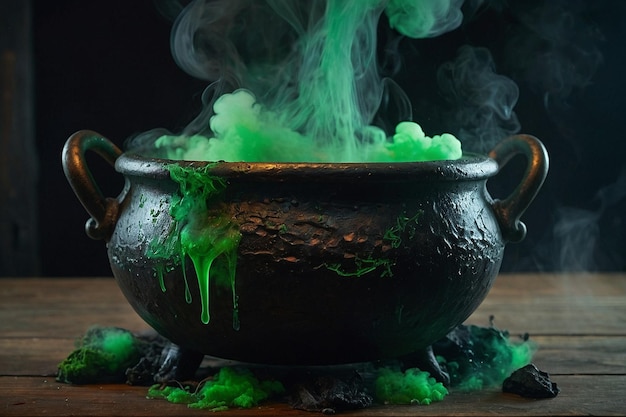 Kino XL Witchs cauldron bubbling with green smoke