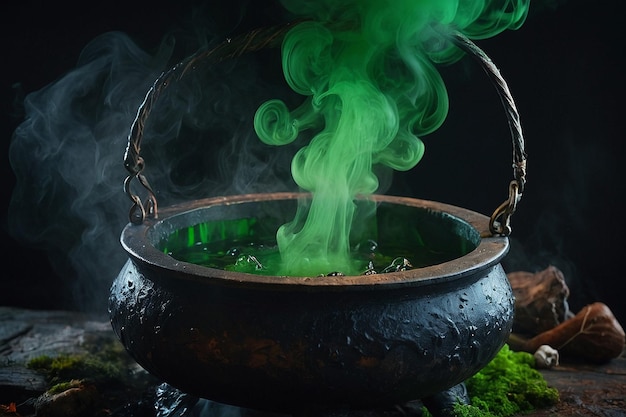 Kino XL Witchs cauldron bubbling with green smoke