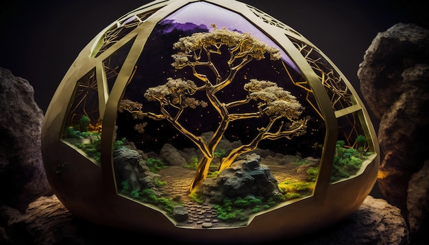 Kintsugi space colony dome biophilia