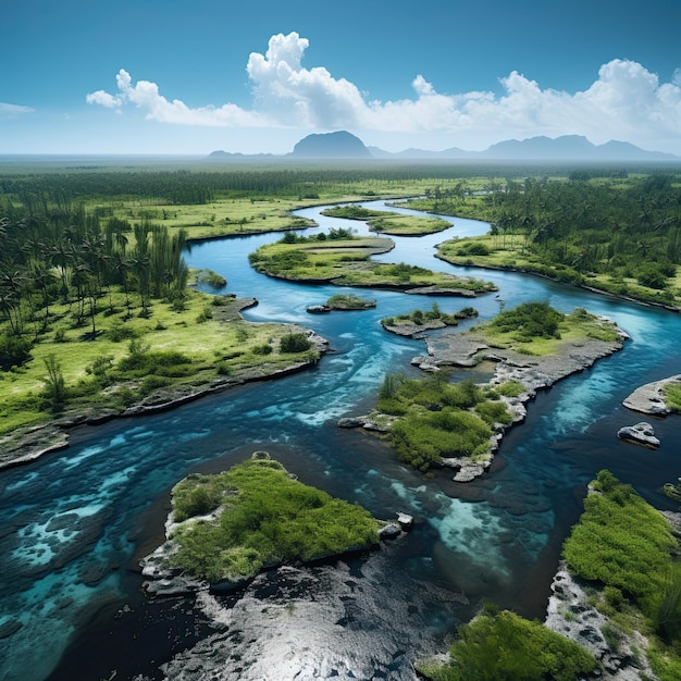 Kiribati landscape Aerial drone view Generative AI