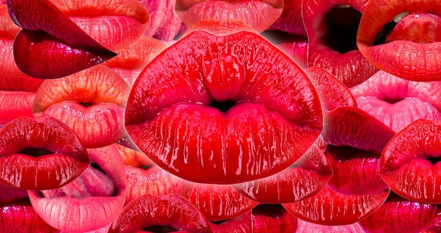 Kiss lip lips female mouth texture pattern red lip