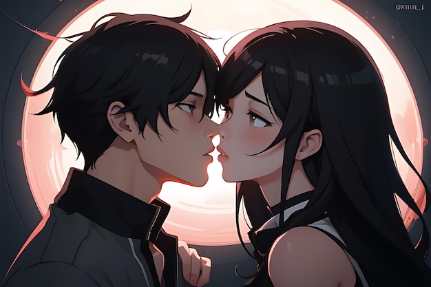 kissing anime couple