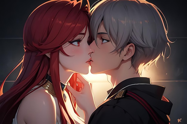 kissing anime couple