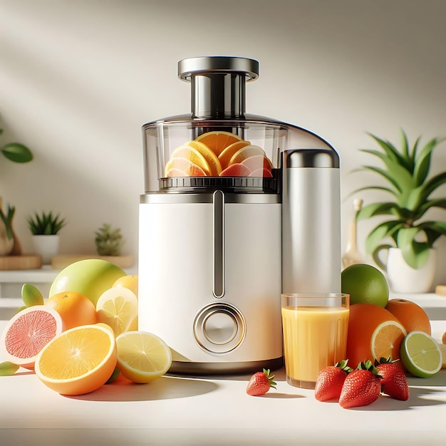 Photo a kitchen appliance sits on a table with fruits and vegetables