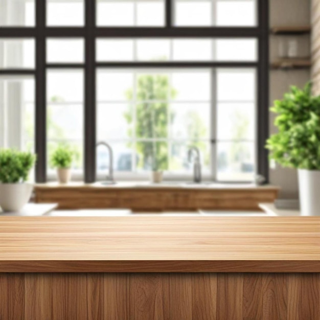 a kitchen counter with plants on it and a window behind it