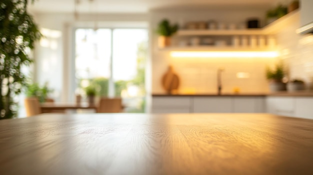 a kitchen counter with a window and a plant on the top