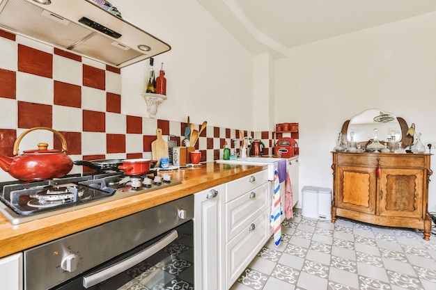 Kitchen and dining room in modern apartment