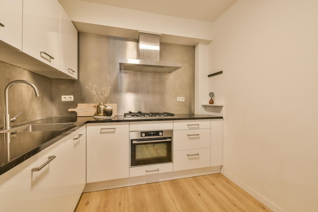 Kitchen and dining zone in studio apartment