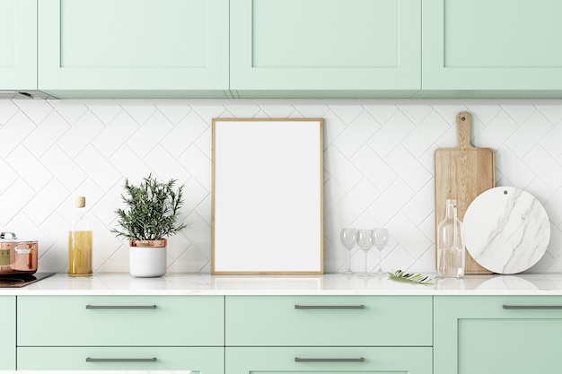 Kitchen frame mockup green