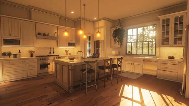 the kitchen of the home is decorated in a modern style