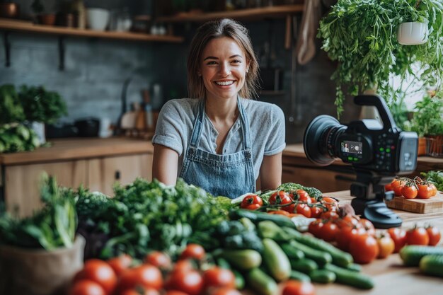 Kitchen Influencer Capturing Freshness and Joy