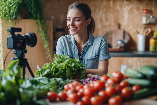 Kitchen Influencer Capturing Freshness and Joy