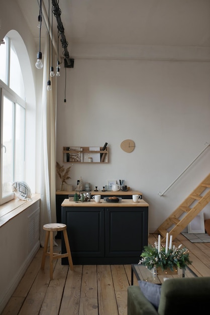 Photo kitchen, modern scandinavian-style interior.