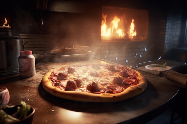 Kitchen oven pizza food Generate Ai