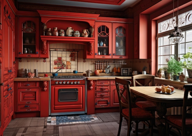 A kitchen with a combination of painted and stained cabinets