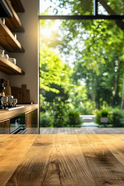 Kitchen with glass door that leads to outdoor area