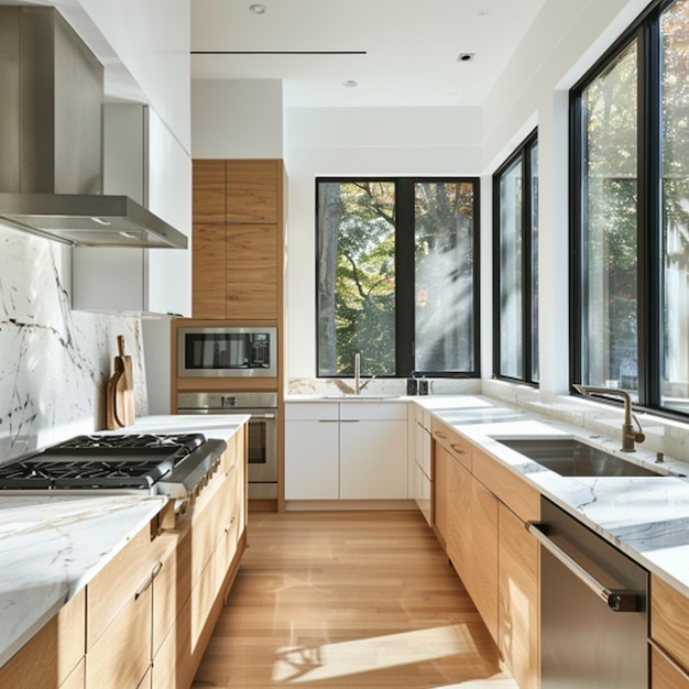 a kitchen with a granite counter top and a granite counter top