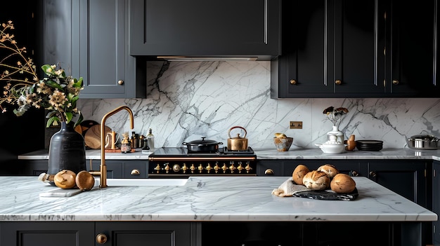 a kitchen with a marble counter top and a black cabinet door that says quot dont know what it is qu