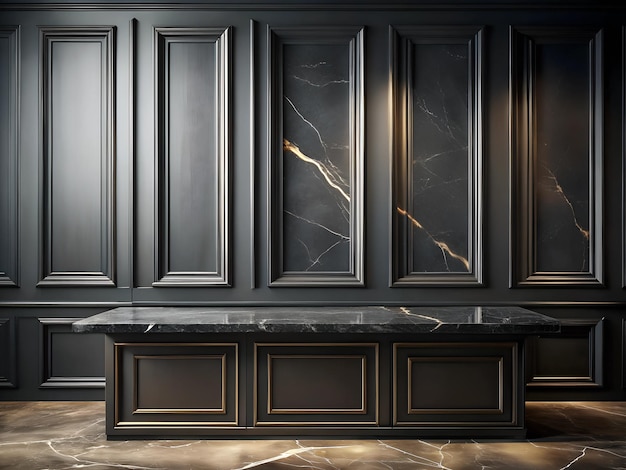 Photo a kitchen with a marble counter top and a marble island