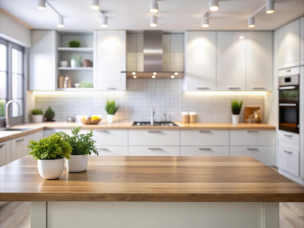 a kitchen with a plant on the counter and a pot of parsley on the counter