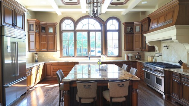 Photo a kitchen with a table and chairs and a table with chairs and a table with chairs