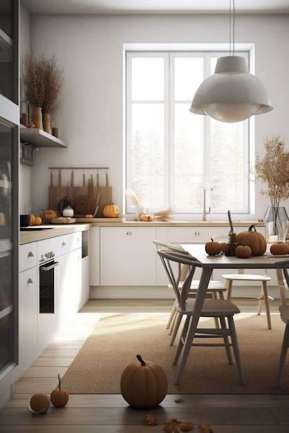 A kitchen with a table and chairs and a window with the words " home sweet home " on it.