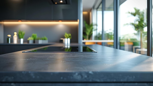 Photo a kitchen with a table that has plants on it