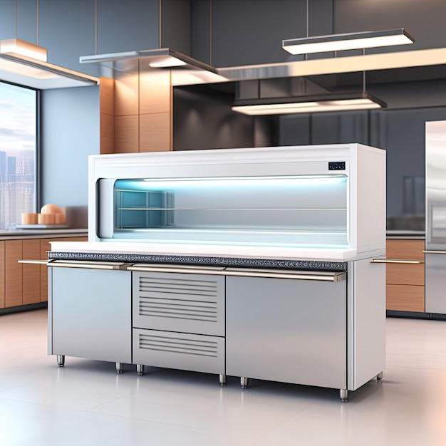 a kitchen with a white stove and refrigerator with a window behind it.