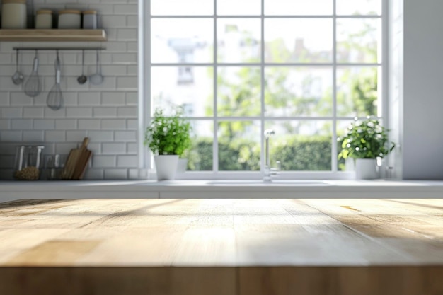 a kitchen with a window that has a plant on it