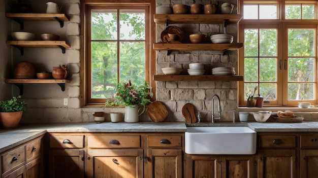 a kitchen with a wooden ceiling and a window that says  natural