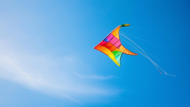 Photo kite soaring in the clear blue sky