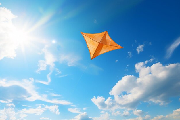 Photo a kite that is in the sky with the sun shining through it